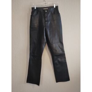 Rem Garson Women's Black 100% Butter Soft Leather Straight Leg Pocketed Pants 8